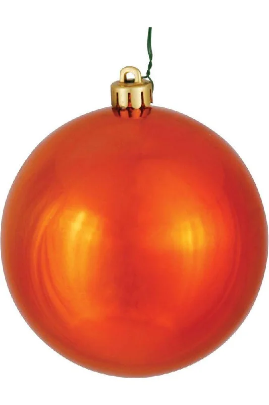 Burn Orange Shiny Ball Ornaments (6 pack)