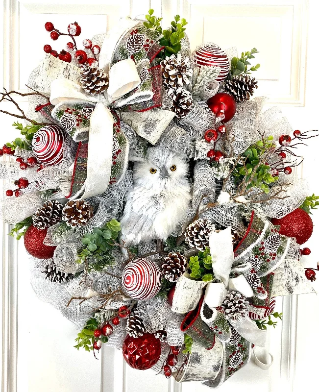 Winter Owl Wreath, Woodland Decor