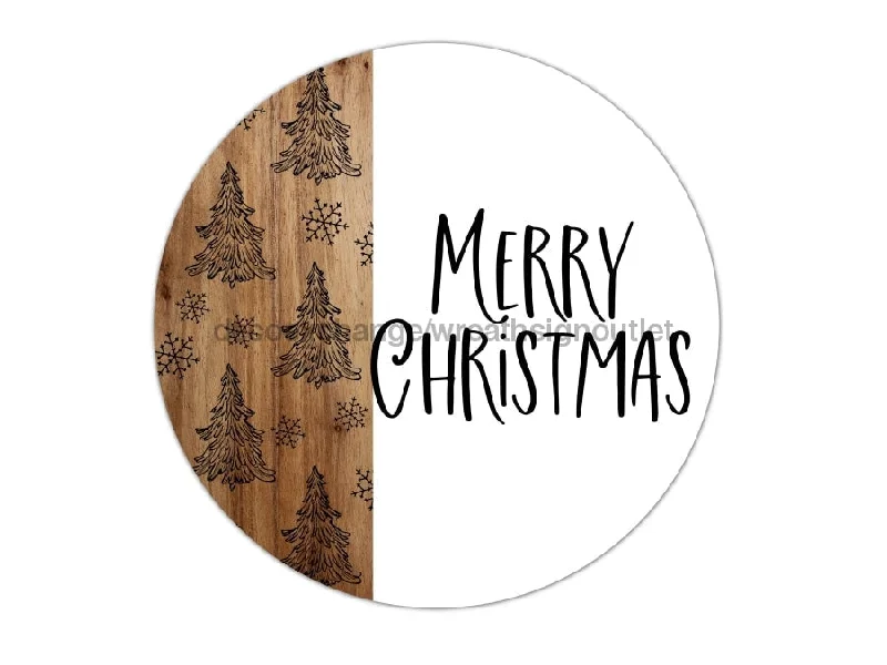 Wreath Sign, Christmas Wreath Sign, Merry Christmas, Black and White Christmas, DECOE-2406, Sign For Wreath, Round Sign, 10" Wood Round