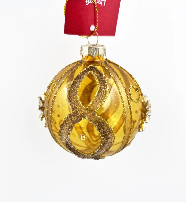 Christmas Glass Bauble, Gold Middle Eastern- 8cm