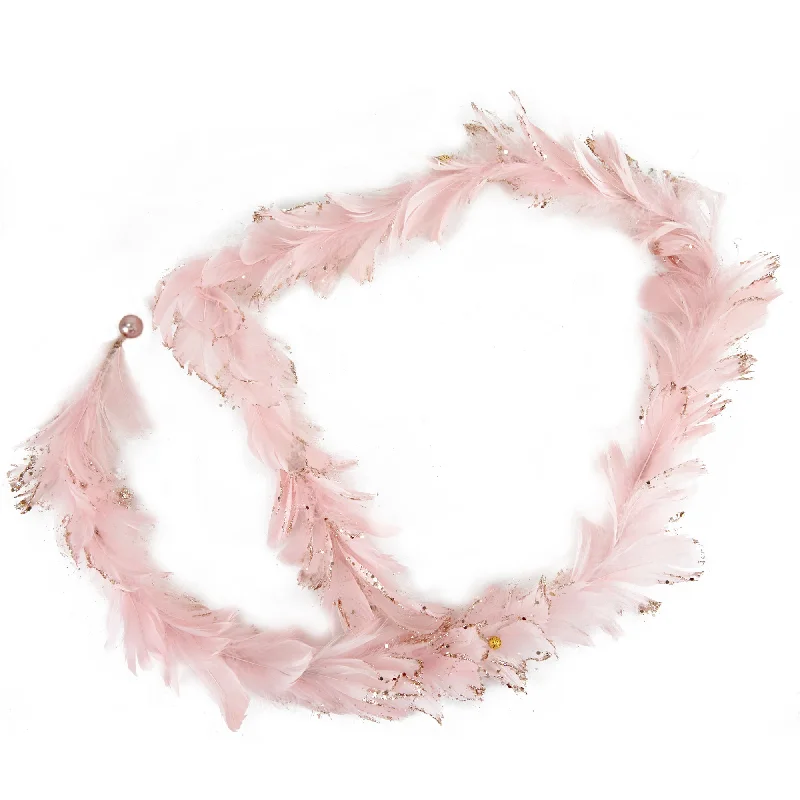 Christmas Deluxe Feather Boa Garland, Pink- 150x5cm