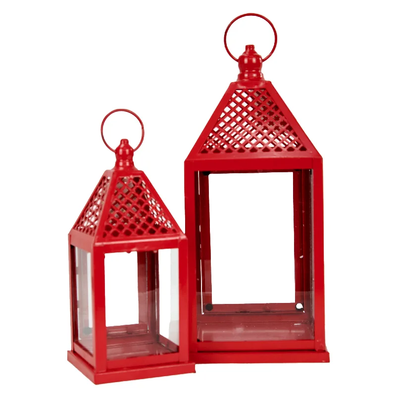 Christmas Lanterns Metal & Glass, Large- 32x15x15cm