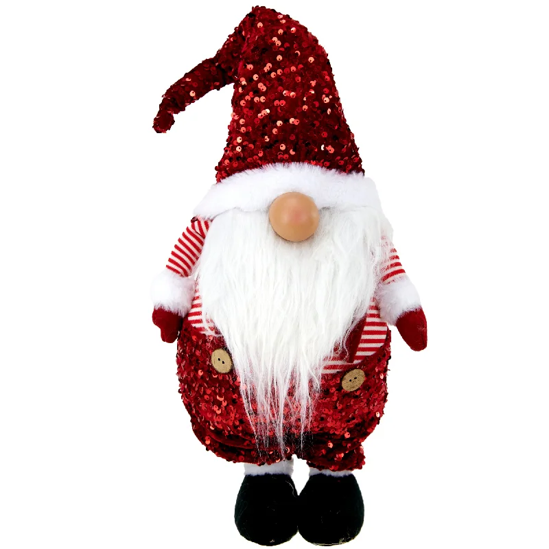 Christmas Standing Santa Gnome, Red Sequin- 89x30x18cm