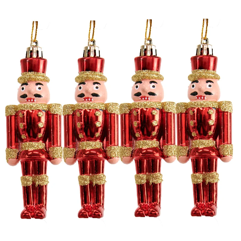 Christmas Ornaments, 12cm Shiny Nutcracker- 4pk